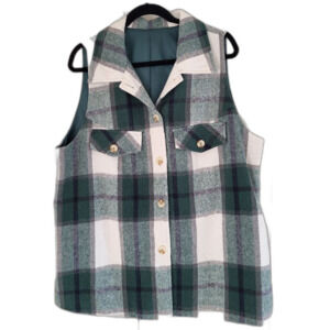 Shein Curve Women's Plus Size 2X Plaid Button Down Sleeveless 90s Aesthetic Vest